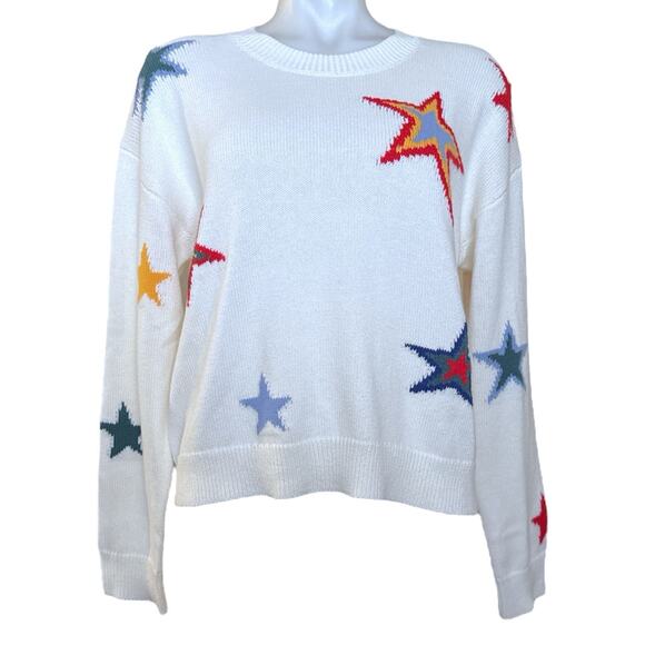 Rails Perci Multicolor Multi Star Sweater Small Crewneck Knit Cashmere Cotton - Picture 1 of 9